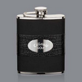 Gaetana Hip Flask - 6oz Black/Stainless Plate